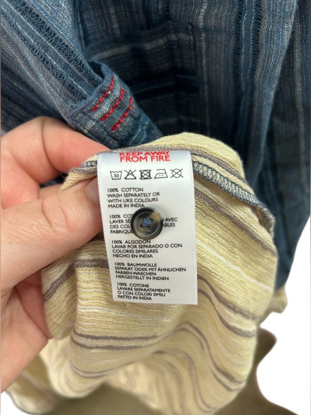 BDG Women’s oversized Small Dip-Dye Sadie Striped Button-Up Shirt Blue and Cream - Picture 7 of 8